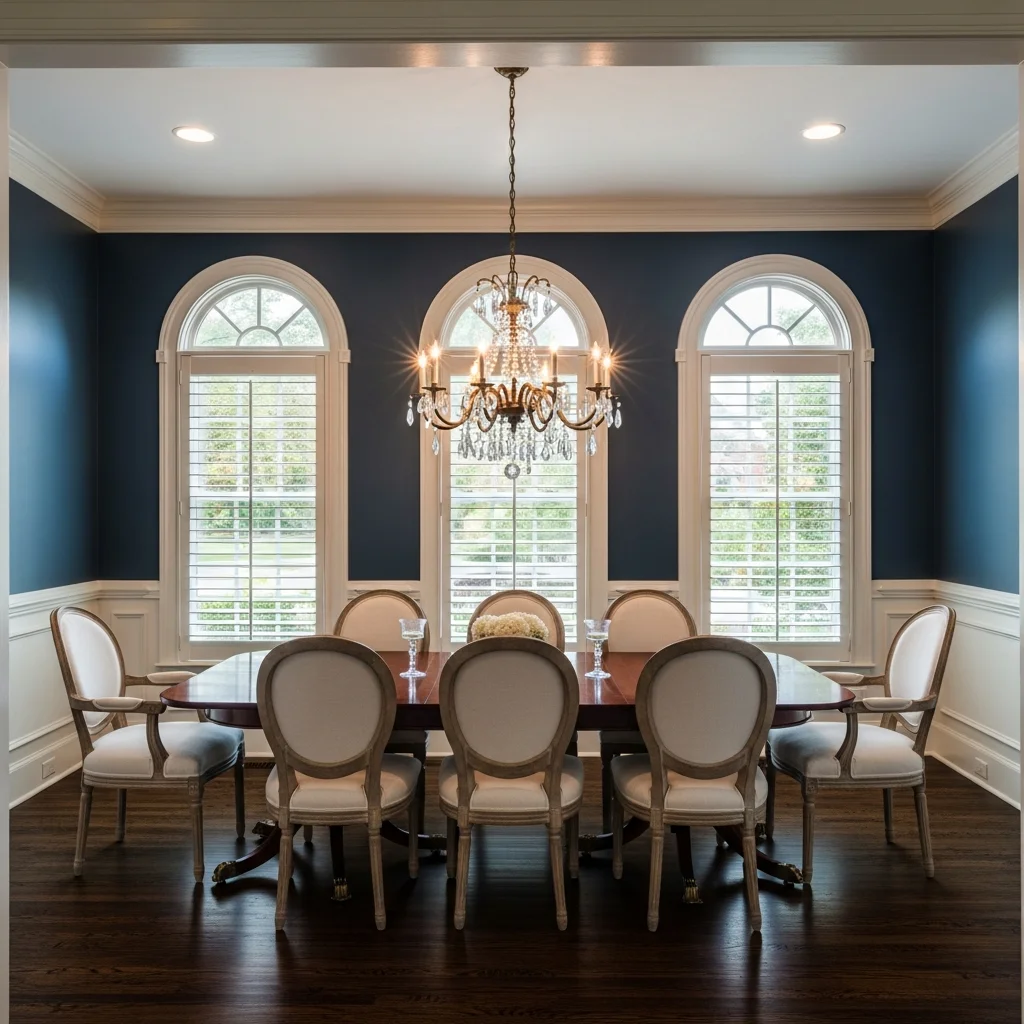 Custom shutters for arched and palladium specialty windows