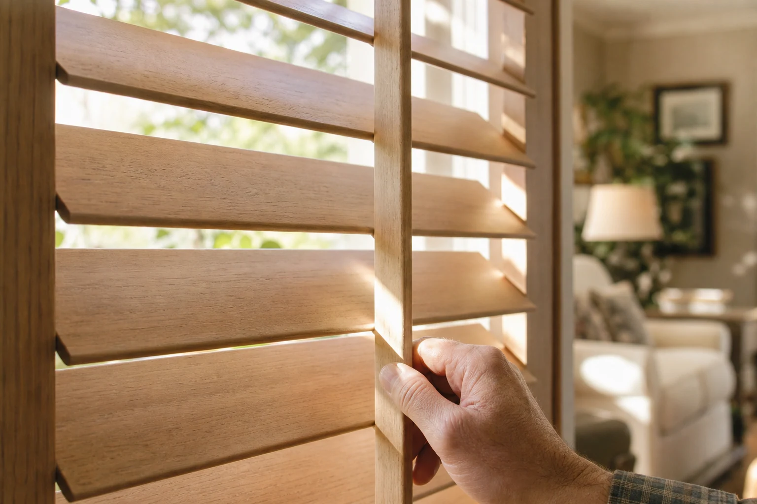 Detail of plantation shutter craftsmanship