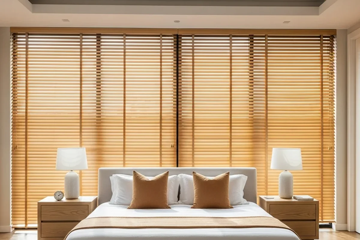 Faux Wood Blinds in a Destin Bedroom
