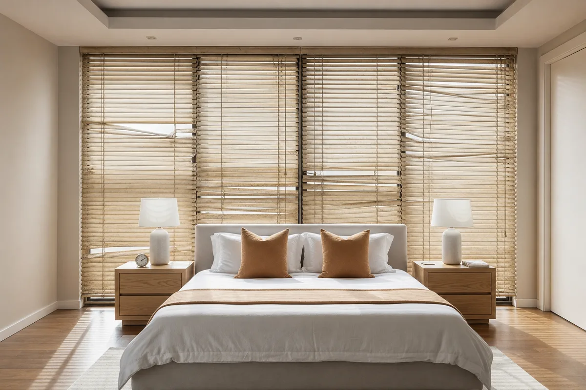 Faux Wood Blinds in a Destin Bedroom -- before