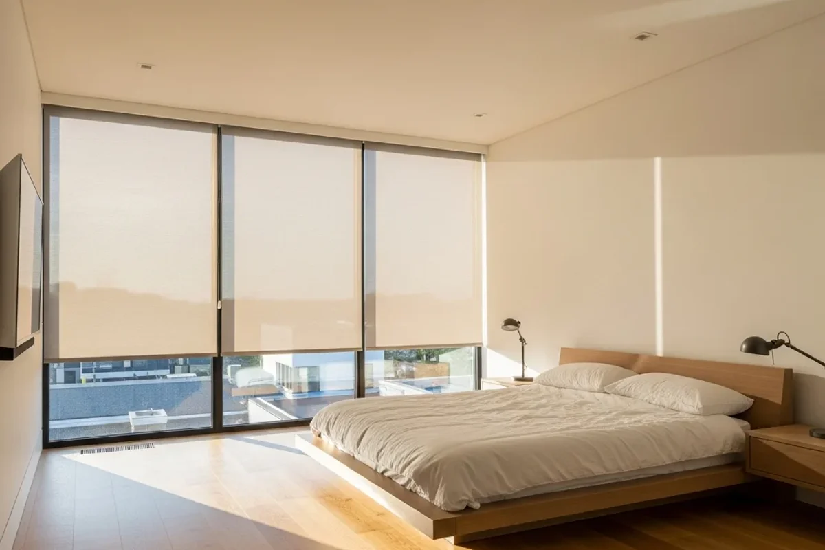 Motorized Roller Shades in a Destin Master Bedroom -- after