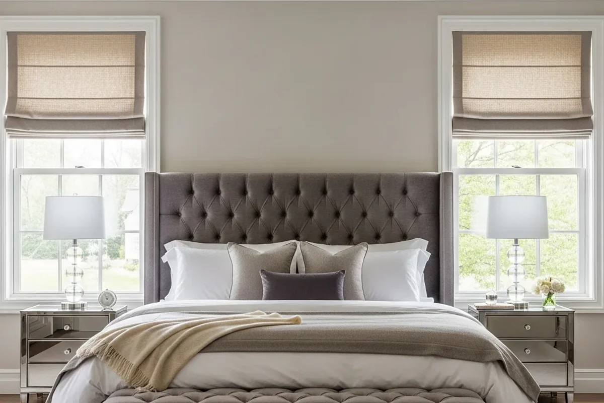 Linen Roman Shades in a Navarre Bedroom -- after