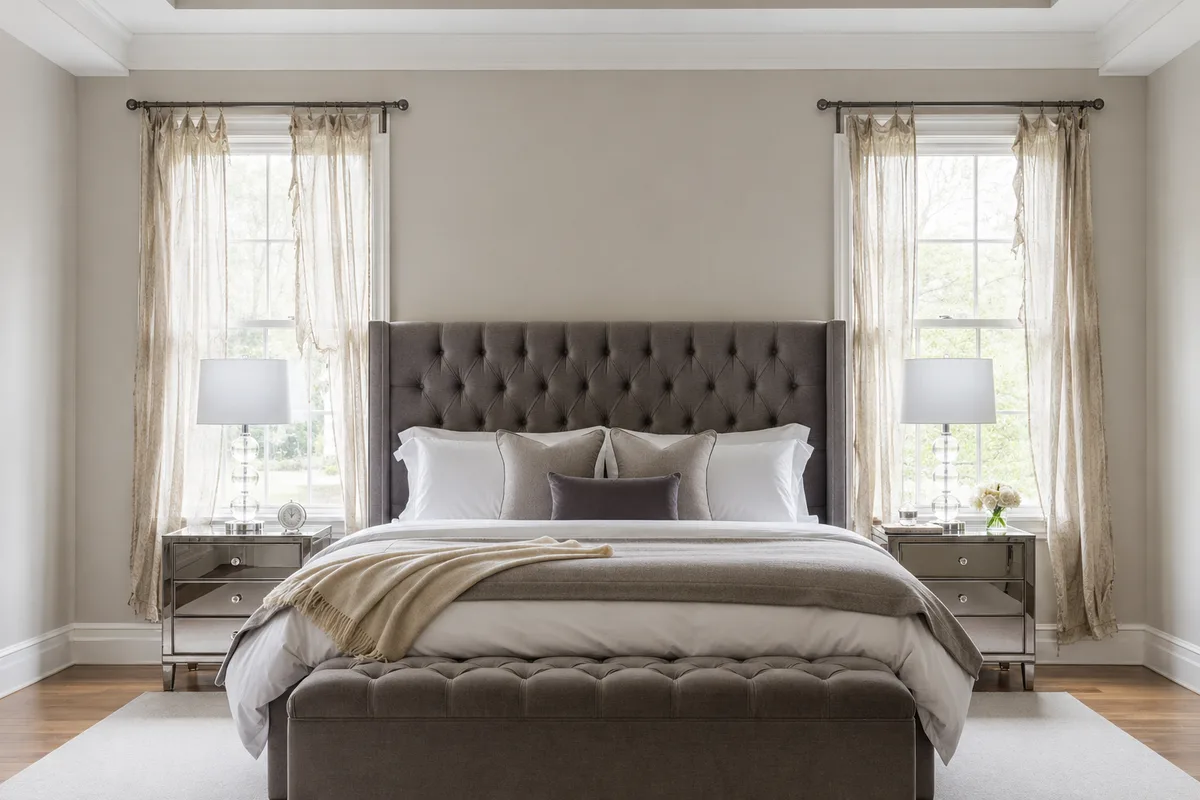 Linen Roman Shades in a Navarre Bedroom -- before