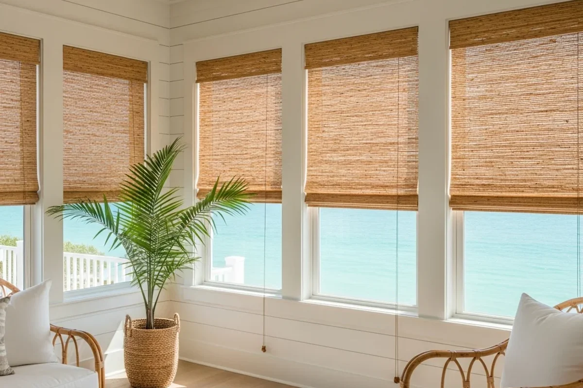 Natural Woven Wood Shades in a Panama City Beach Beach House -- after